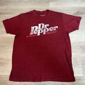 Dr. Pepper T Shirt Mens Distressed Graphic Large Red Heather‎